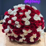 200 Red and White Roses - ART Flowers LA