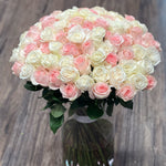 75 White and Pink Roses - ART Flowers LA