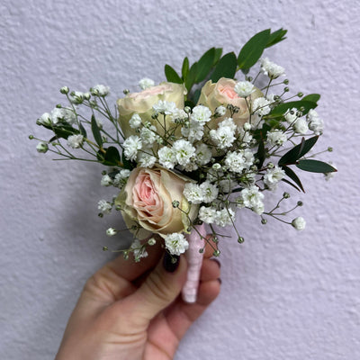 Boutonniere Pink Ribbon Pink Flowers - ART Flowers LA