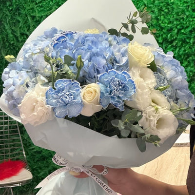 White and Blue Bouquet - ART Flowers LA