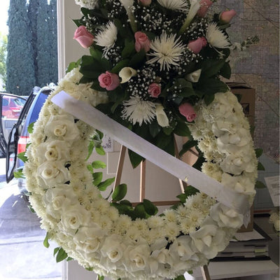 White and Pink Circle Spray - ART Flowers LA