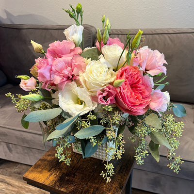 White and Pink Flowers Centerpiece - ART Flowers LA