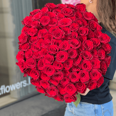 100 Red Roses - ART Flowers LA