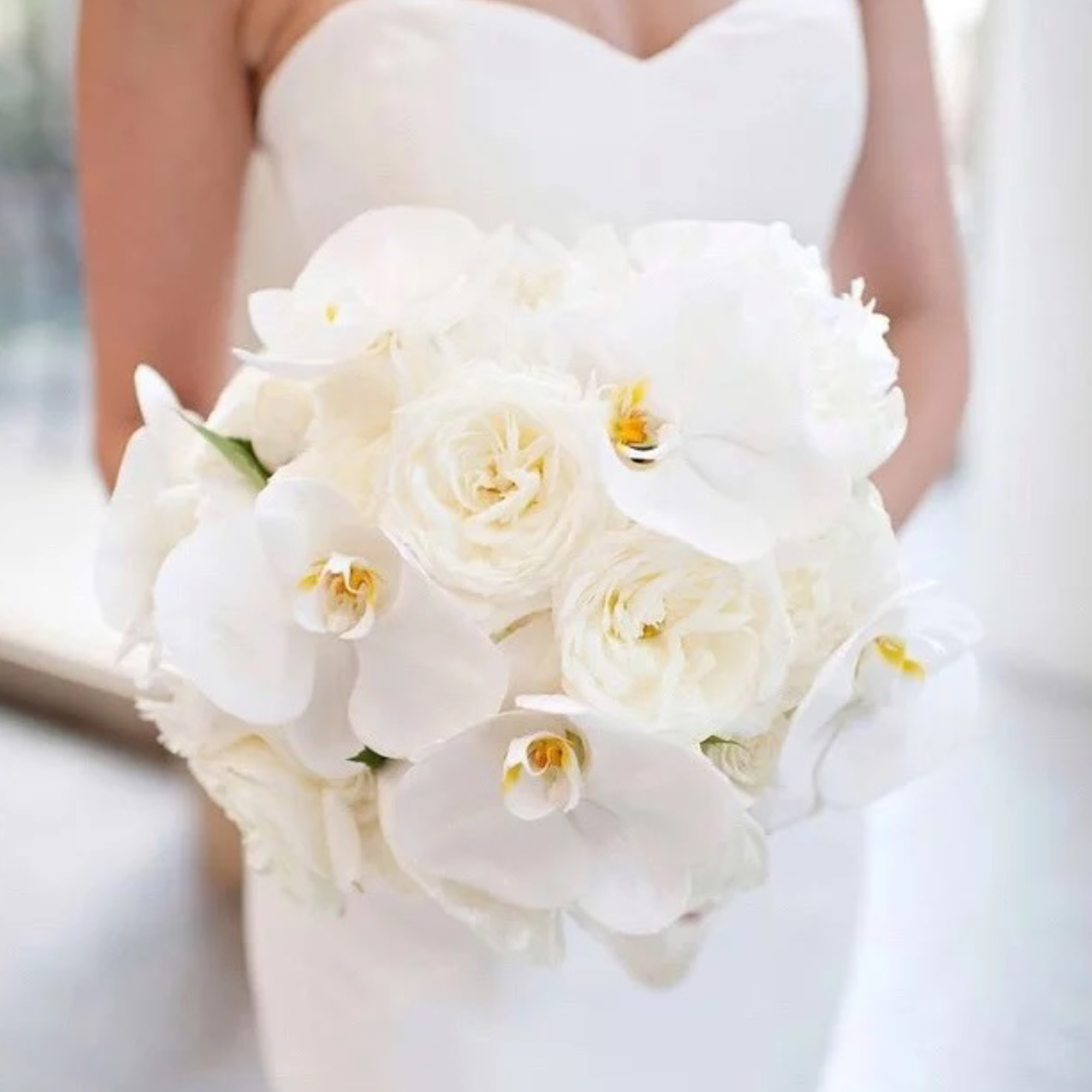 Orchids and White Roses Wedding Bouquet