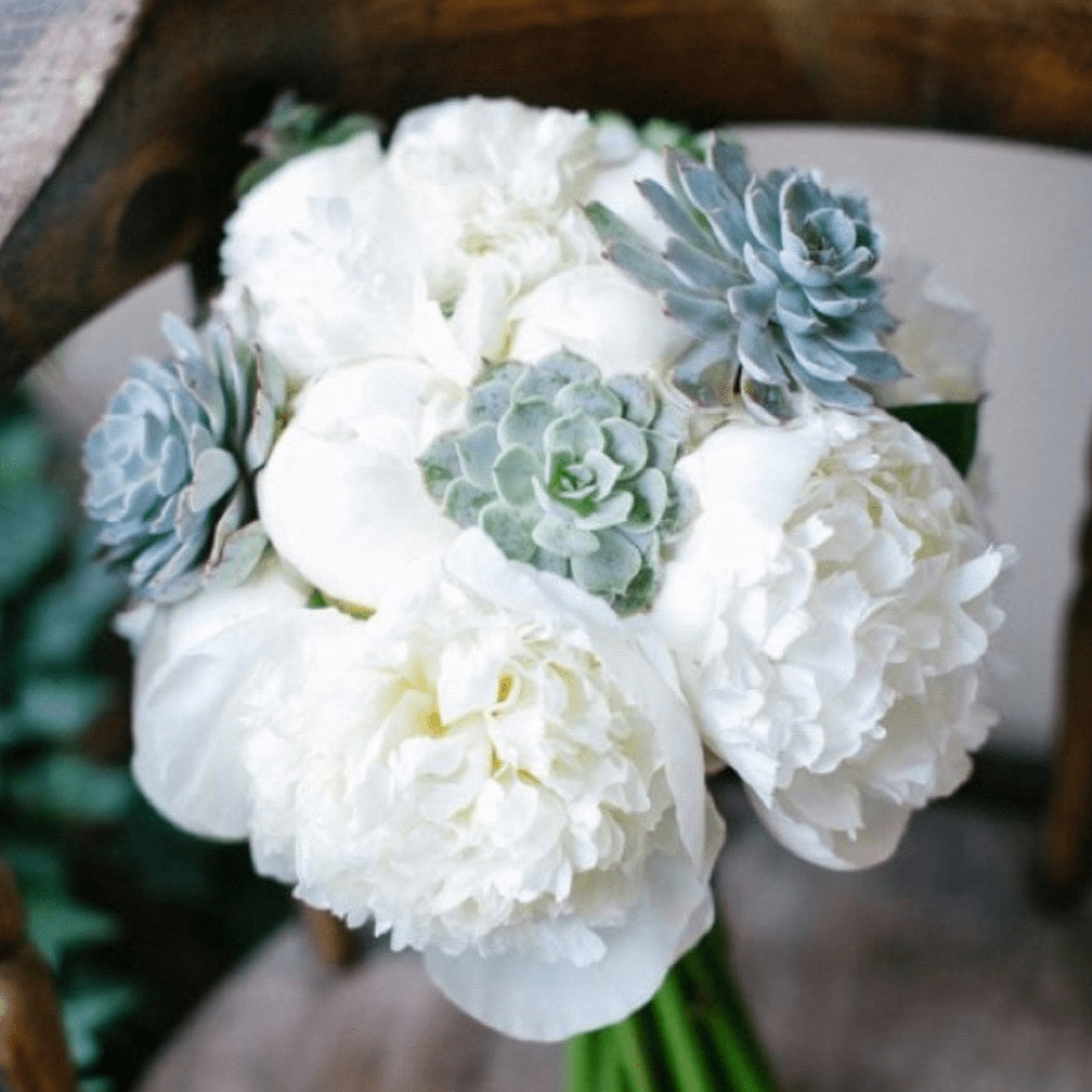 peony succulent Peonies and Succulents Wedding Bouquet delivery – ART Flowers LA