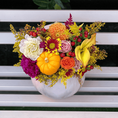 Pink Pumpkin with Flowers - ART Flowers LA