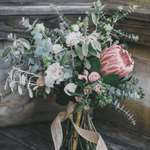 Protea and Greens Wedding Bouquet - ART Flowers LA