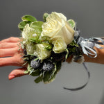 White Roses and Grey Ribbon - ART Flowers LA