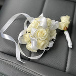 White Roses and White Ribbon - ART Flowers LA