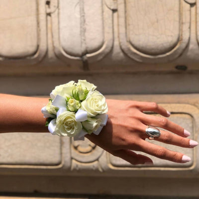 White Roses Corsage - ART Flowers LA