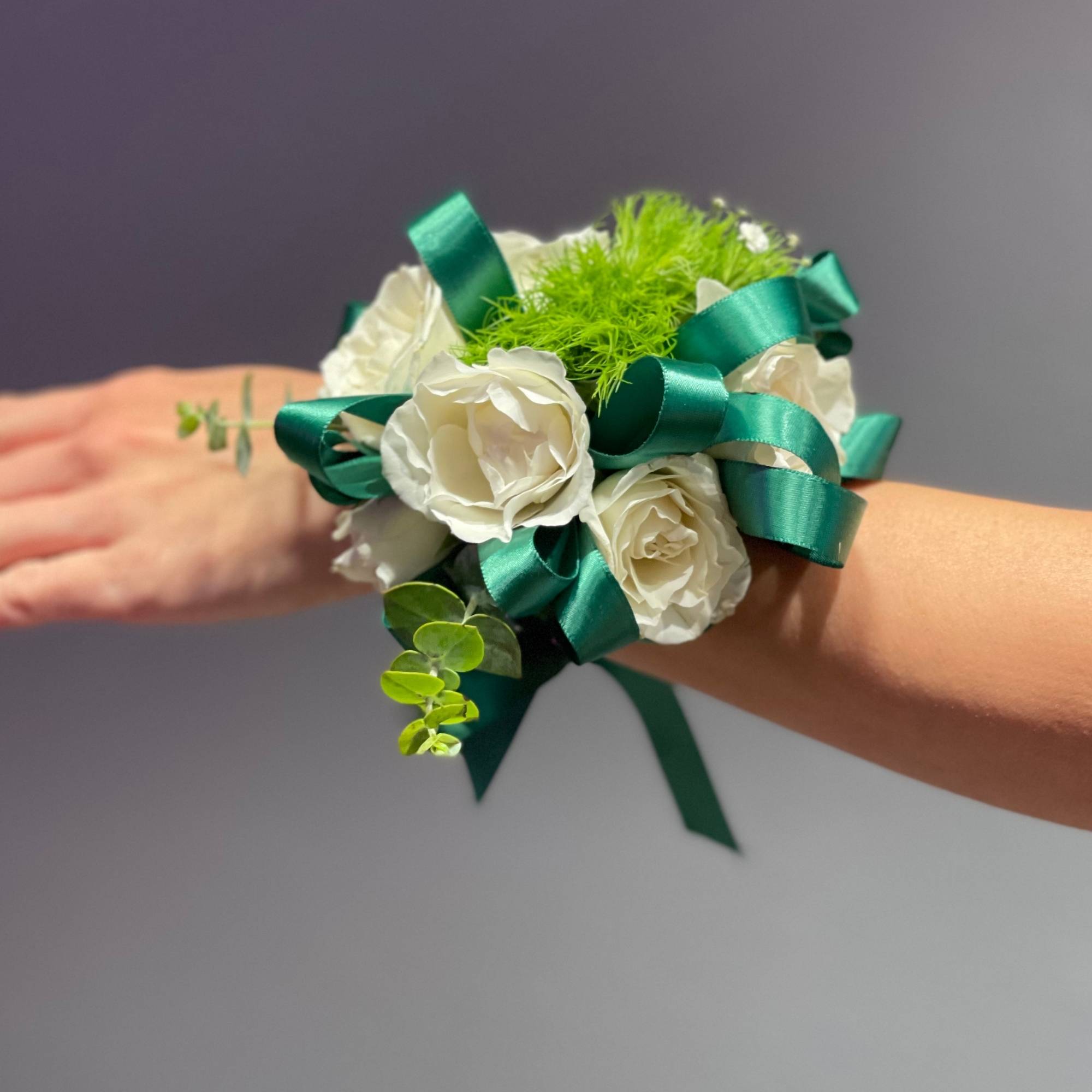 White Roses and Green Ribbon Bouquet in Los Angeles White Roses and Green Ribbon Bouquet in Los Angeles