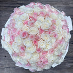 150 White and Pink Roses - ART Flowers LA
