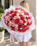 Bouquet - 150 Colorful Roses - Pink, White, Purple, Same Day Delivery