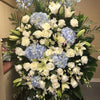 Sympathy White and Blue Spray Large - ART Flowers LA