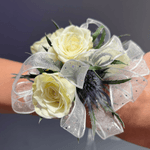 White and Blue Flowers with Sparkling Ribbon - ART Flowers LA