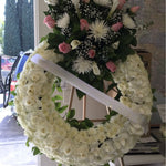 White and Pink Circle Spray - ART Flowers LA