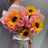 Pink Roses and Sunflowers