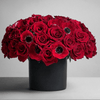 Anemone and Red Roses in a box - ART Flowers LA