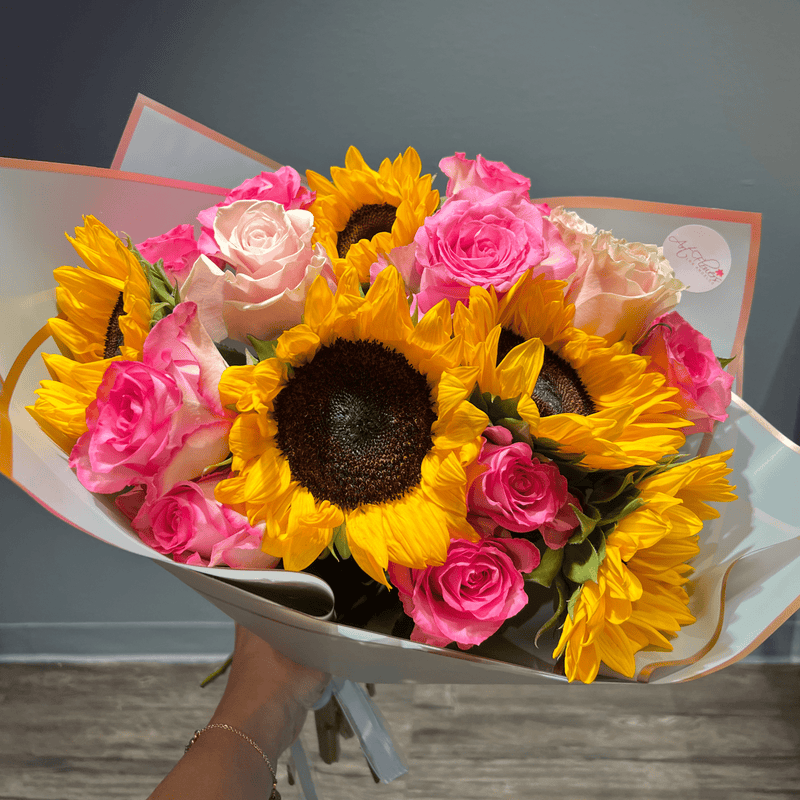 Pink Roses and Sunflowers - ART Flowers LA