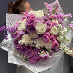 Purple and White Bouquet - ART Flowers LA