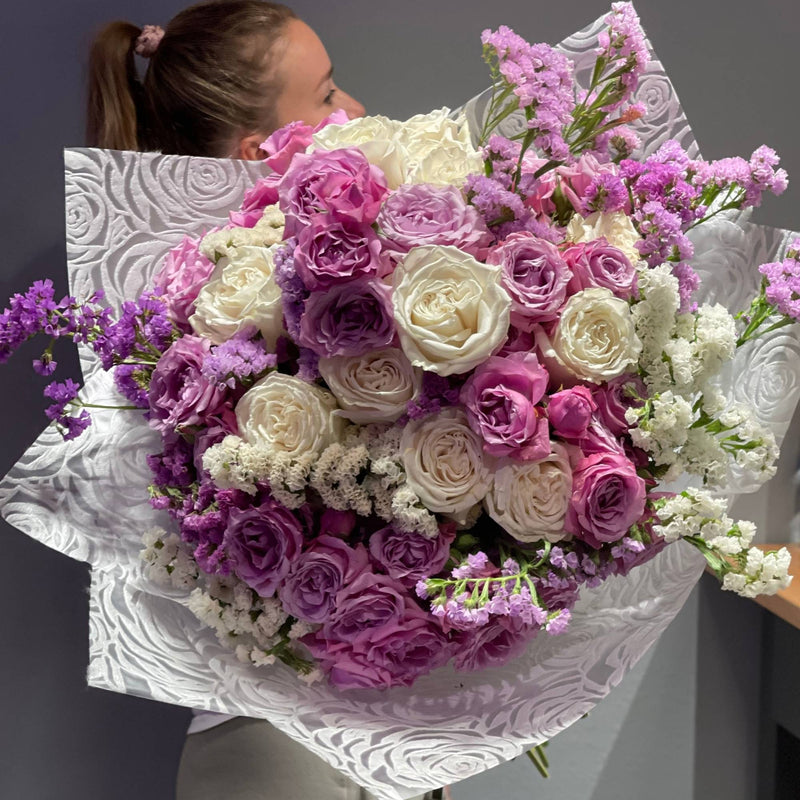 Purple and White Bouquet - ART Flowers LA