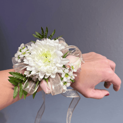 White Chrysanthemum Corsage - ART Flowers LA