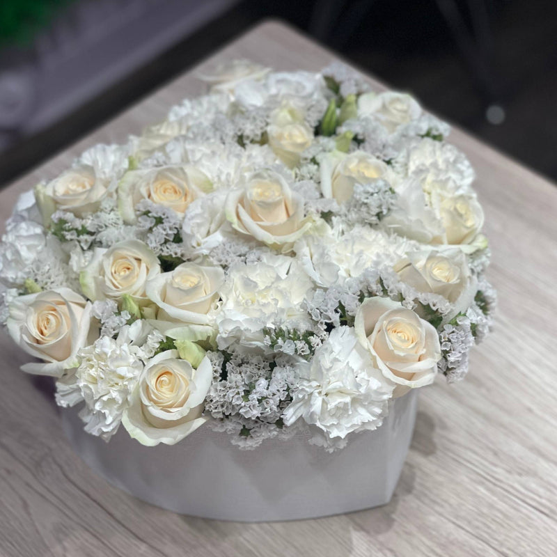 White Flowers Heart Box - ART Flowers LA