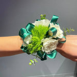 White Roses, Greens and Green Ribbon - ART Flowers LA